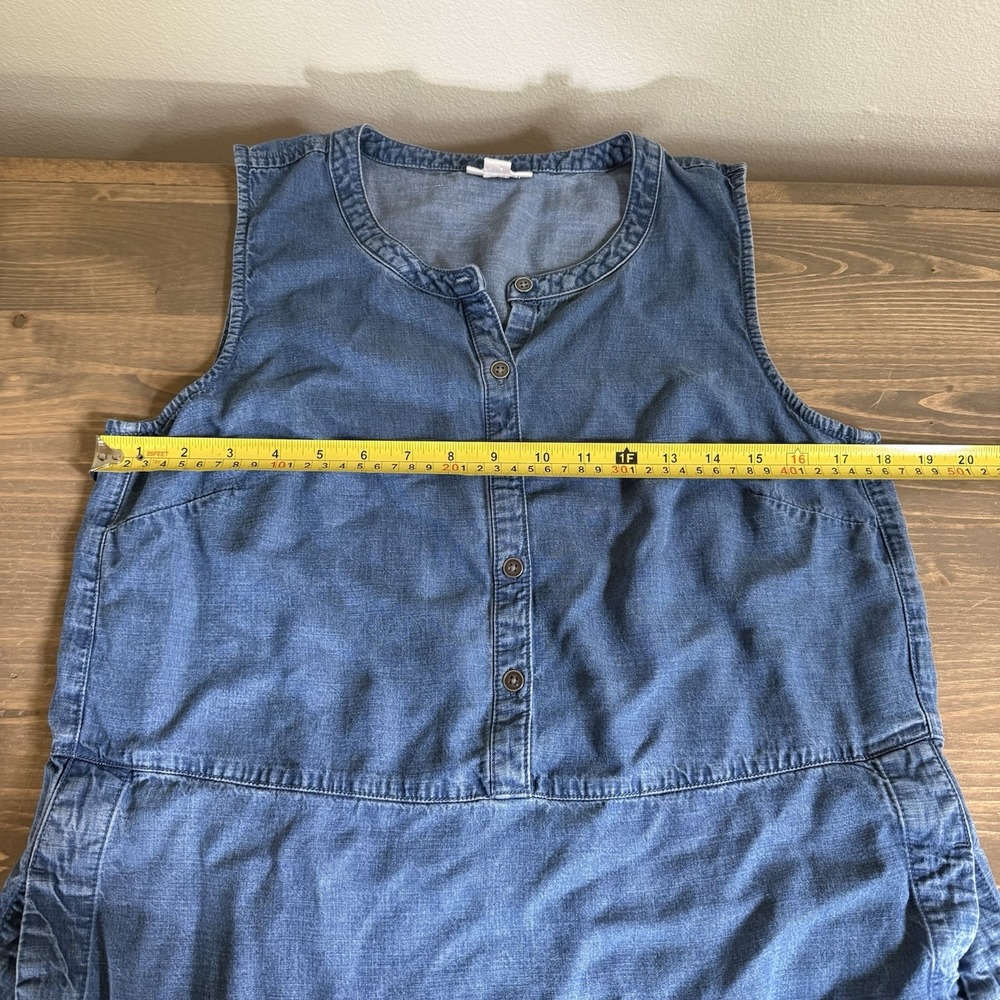 J. Jill Denim Womens Small Blue Button Up Chambray Tank Top Sleeveless Blouse - Picture 6 of 7